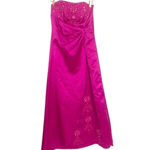 Rampage Strapless Gown 9 Pink Embellished Beading Appliqué Evening Formal Dress